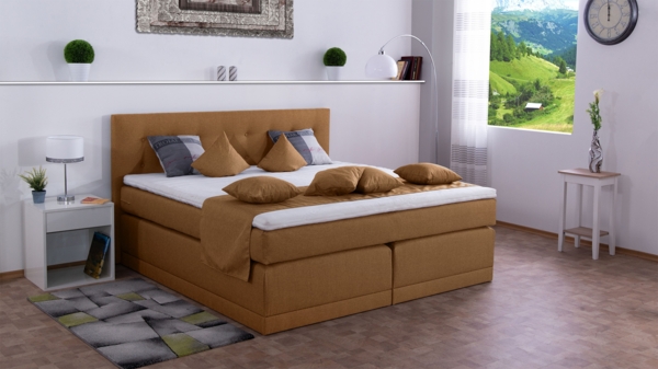 Meisterbetten Boxspringbett John 200x200 in WT-Braun, Matratzenbezug Nano, Komfortschaum-Topper