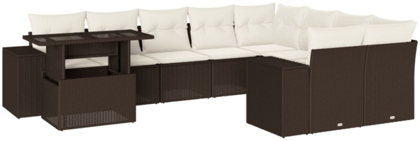 vidaXL 10-tlg. Garten-Sofagarnitur mit Kissen Braun Poly Rattan 3269403