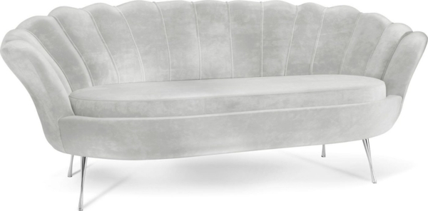 WFL GROUP Sofa Muschel, Samt 3-Sitzer Couch mit Golden oder Silber Metallbeinen