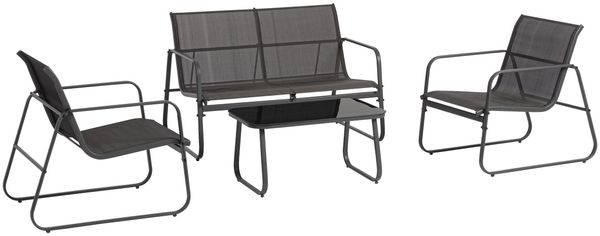 Garten-Set Gonzalo Metall und Textilene, modern und robust, anthrazit, 4-teilig für 3–4 Personen
