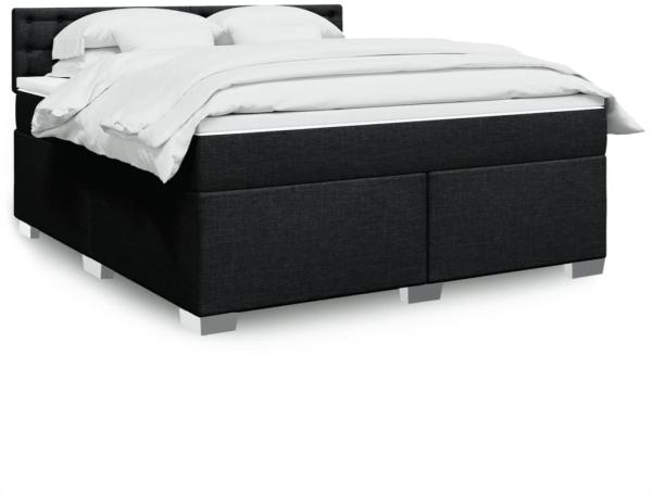 vidaXL Boxspringbett mit Matratze Schwarz 180x200 cm Stoff 3285983