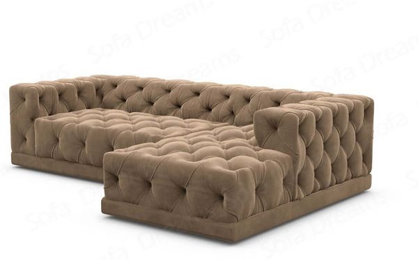 Samtstoff Ecksofa Palma L Form - Samtstoff - braun - Rechts