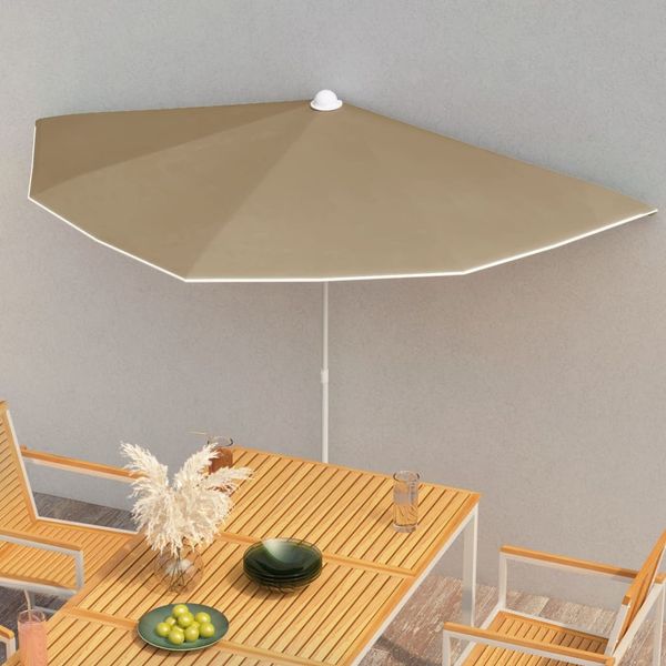 vidaXL Halb-Sonnenschirm mit Mast 180x90 cm Taupe 315562
