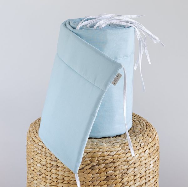 Loolay Bettnestchen HELLBLAU Blau Baumwolle Atmungsaktives Babybett Nestchen BETTUMRANDUNG, (Himmelblau GESCHENK Ausstattung für Neugeborene Babybett 140x70 o. 120x60 cm mit Sprossen, Umrandung Kopfschutz Bett Schutz Bettschlange 420, 360, 210, 180x30c...