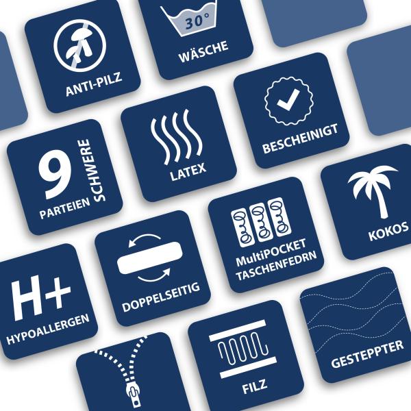 Matratze FORGIA 9 Zonen 180 x 200 LATEX Kokos H3 H4 Taschenfederkern 19cm Bild 9