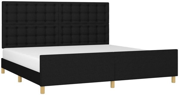 Doppelbett mit Kopfteil Stoff Schwarz 200x200 cm Bild 3