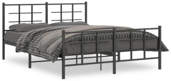 vidaXL Bettgestell mit Kopf- und Fußteil Metall Schwarz 150x200 cm 355581