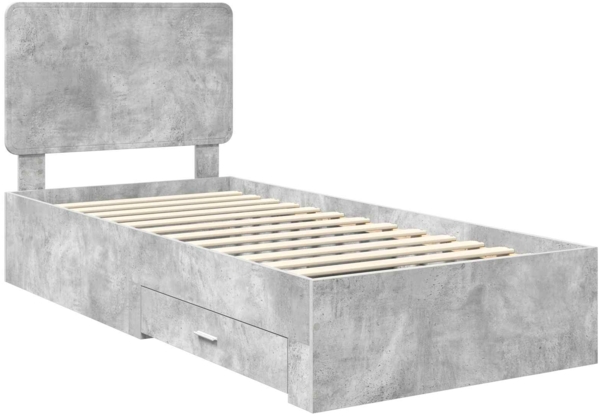 vidaXL Bettrahmen mit Kopfteil Beton Grau 75x190 cm Holzwerkstoff 3412849 Bild 3
