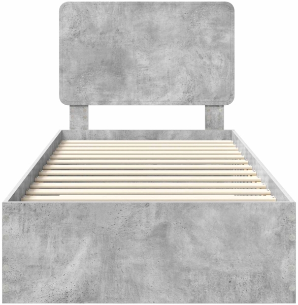 vidaXL Bettrahmen mit Kopfteil Beton Grau 75x190 cm Holzwerkstoff 3412849 Bild 6