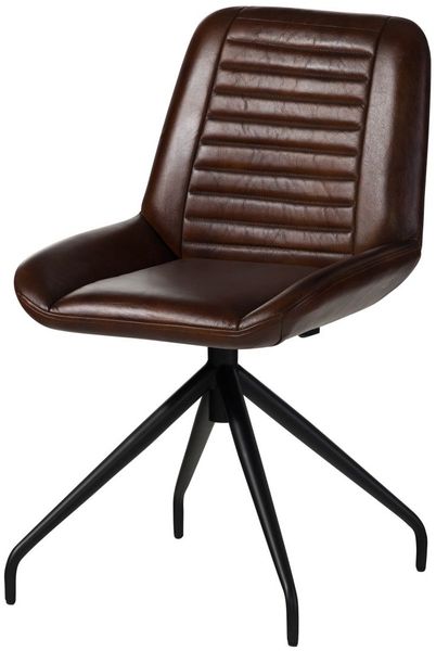 Stuhl Echtleder 49x56x83 braun IRON LABEL #109