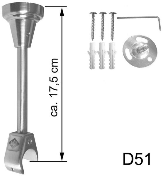 BASIT Gardinenstange Edelstahloptik 20mm mit Deckenträgern 120 cm E34, Ø 20 mm, 1-läufig, verschraubt, Metall, D51R 120 cm E34 Zylinder