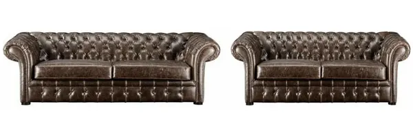 Vente-unique - CLOTAIRE Couchgarnitur Leder Braun - B 90 cm x H 73 cm x L 173 cm232 cm