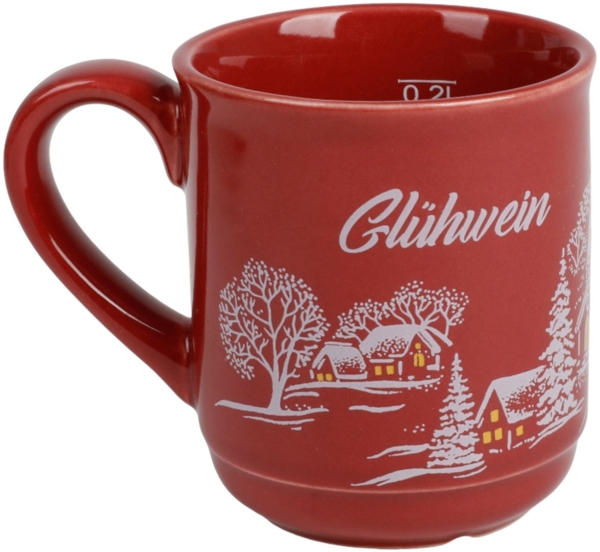 BURI 1x Weihnachtsbecher 200ml mit Griff Kaffeebecher Kaffeetasse Glühweinbecher Keramikbecher Weihnachtsdeko Weihnachtsgeschenk