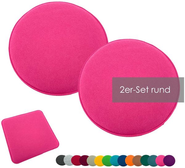 heimtexland Â® Sitzkissen Set Filz Stuhlkissen Stuhlauflage Filzkissen Stuhl Polster Kissen Typ631 2er Set 35 cm Rund Pink