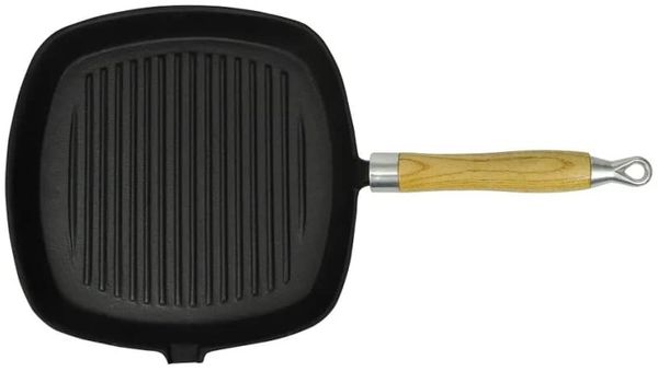 vidaXL Grillpfanne mit Holzgriff Gusseisen 20 x 20 cm 50125