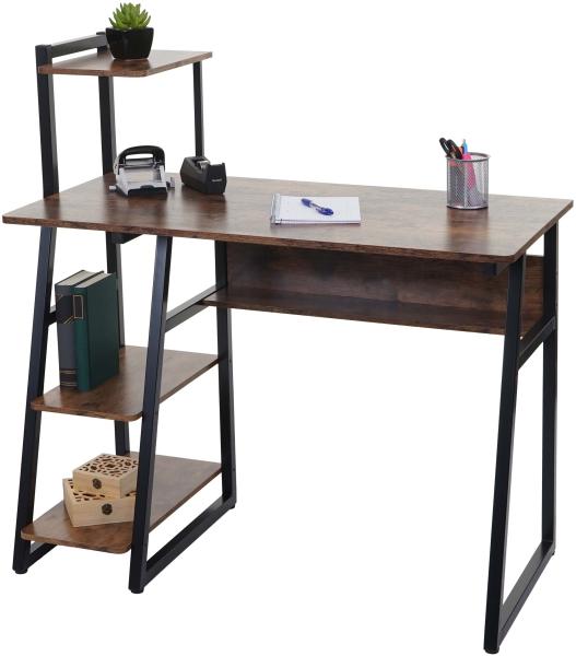 Schreibtisch mit Regal HWC-K68, Laptoptisch Bürotisch Arbeitstisch, MVG-zertifiziert 100x50cm, Metall MDF ~ braun