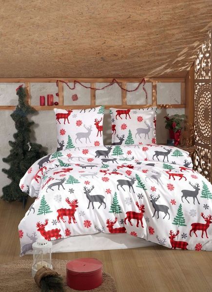 L'Essentiel Maison Bettwäsche Set Festliches Winterliche Rentier-Design, Baumwolle, 2 teilig, Atmungsaktiv & Pflegeleicht