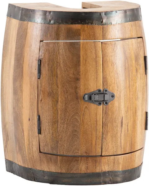Waschbeckenunterschrank Holz Fassdesign massivum braun 35x50x30 cm Hängeschrank Badmöbel Gäste WC kleiner Badschrank