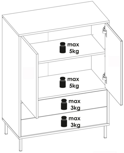 Lomadox Kommode PARMA-129, in grau-grün, kombiniert mit Eiche Nb, 2 Türen, 2 Schubkästen Bild 3
