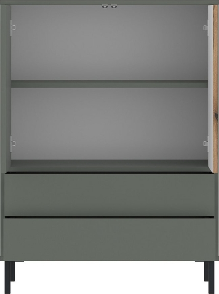 Lomadox Kommode PARMA-129, in grau-grün, kombiniert mit Eiche Nb, 2 Türen, 2 Schubkästen Bild 2