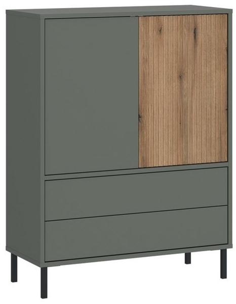 Lomadox Kommode PARMA-129, in grau-grün, kombiniert mit Eiche Nb, 2 Türen, 2 Schubkästen Bild 4