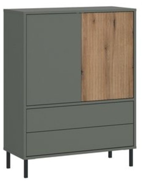 Lomadox Kommode PARMA-129, in grau-grün, kombiniert mit Eiche Nb, 2 Türen, 2 Schubkästen Bild 6