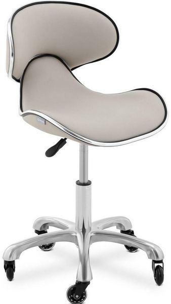 Physa Drehstuhl Rollhocker mit Lehne Drehhocker mit Rollen Kosmetikhocker Grau