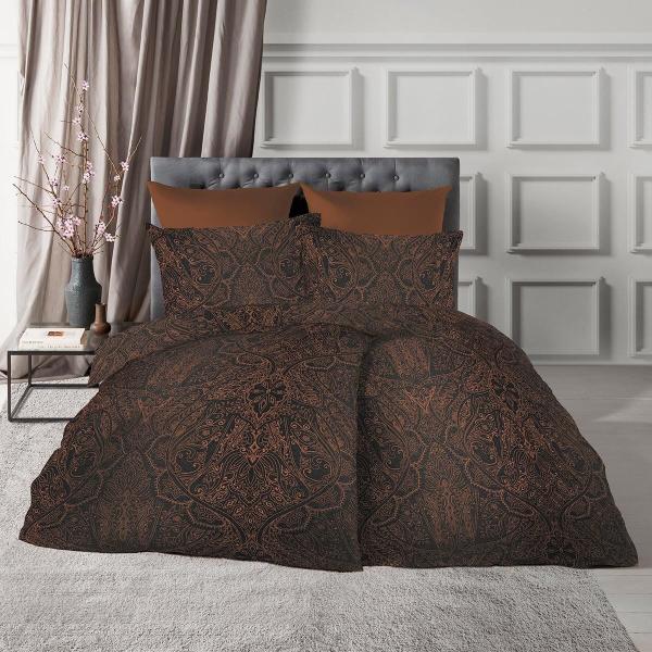 Fleuresse Black Premium Mako-Brokat-Damast Bettwäsche mit Uni Wendeseite 484313 messing Größe: 200x220 cm