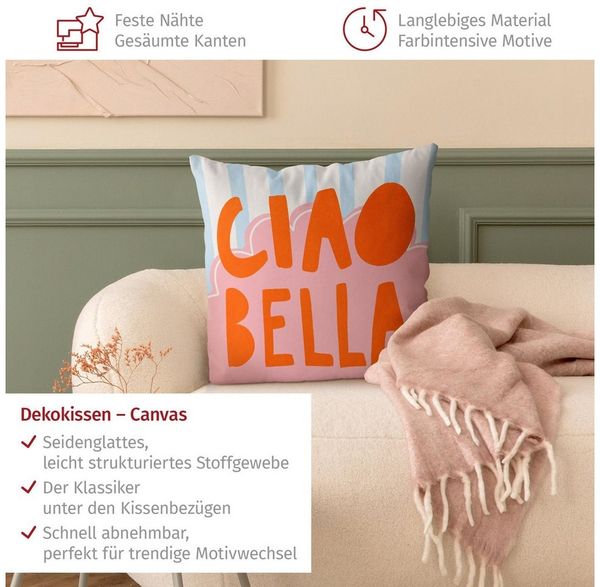 Bilderdepot24 Dekokissen drinnen Kissenhülle/ Sofakissen/ Zierkissen Kissenhülle orange Buchsta, Bezug mit / ohne Füllung Zierkissen Outdoor Sofa Bett