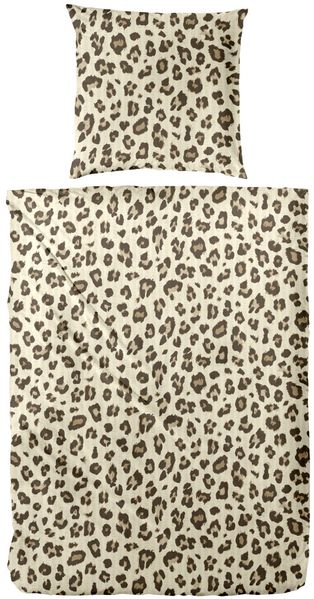 Bettwäsche Soft-Seersucker Leopard braun-beige 155 x 220 cm