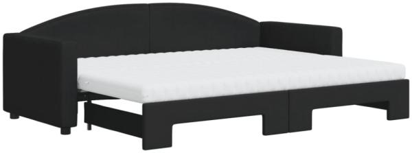 vidaXL Tagesbett Ausziehbar mit Matratzen Schwarz 80x200 cm Stoff 3197203 Bild 5