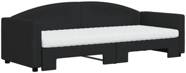 vidaXL Tagesbett Ausziehbar mit Matratzen Schwarz 80x200 cm Stoff 3197203 Bild 2