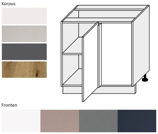 Eckverbindungsschrank BONN 90x82 cm matt Farbe: dust grey matt / weiß BO-D13U/90