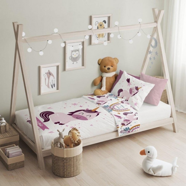 texpot Bettwäsche Kinderbettwäsche Einhorn bedruckt Garnitur, Baumwolle, 2 teilig