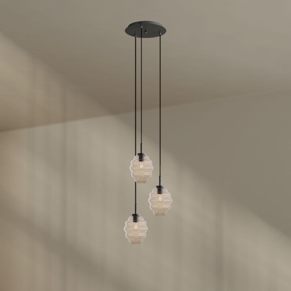 s.luce Echos Galerieleuchte 3-flammig Ø 40cm Baldachin Ø 18cm Klar, Schwarz