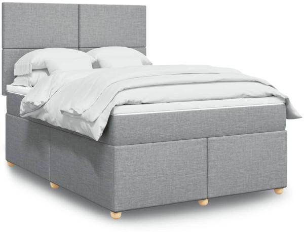 vidaXL Boxspringbett mit Matratze Hellgrau 140x200 cm Stoff 3293596