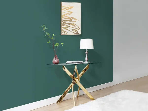 Vente-unique - COSIMA Konsole Glas TransparentGoldfarben - B 44,5 cm x H 75 cm x L 120 cm