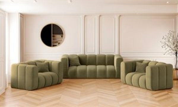 Kaiser Möbel Loungeset Sofagarnitur 2+1+1 Couchgarnitur serie Grand Stoff Haga und Salvador Bild 6