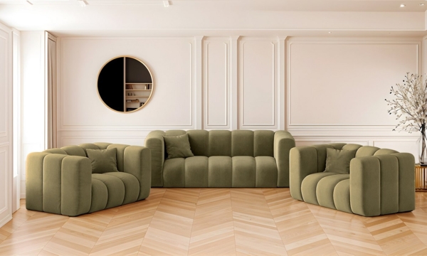 Kaiser Möbel Loungeset Sofagarnitur 2+1+1 Couchgarnitur serie Grand Stoff Haga und Salvador Bild 1