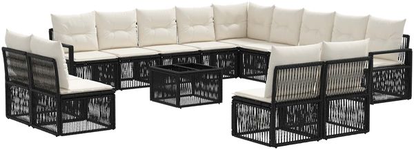 vidaXL Gartensofa-set 14 pcs Schwarz Poly-Rattan 3435877