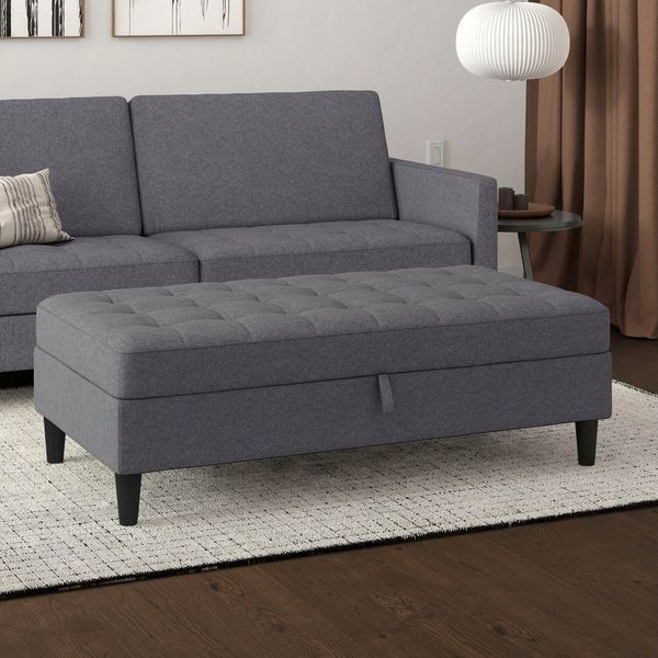 Dorel Home Stauraumhocker Presley, Polsterhocker mit Stauraum, frei im Raum stellbar, Sitzhöhe 43 cm