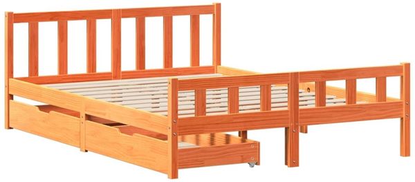 vidaXL Massivholzbett ohne Matratze Wachsbraun 150x200 cm Kiefernholz 3301591 Bild 3