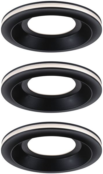Paulmann 92252 LED Einbauleuchte Sormus 10cm 3er-Set IP65 rund schwarz