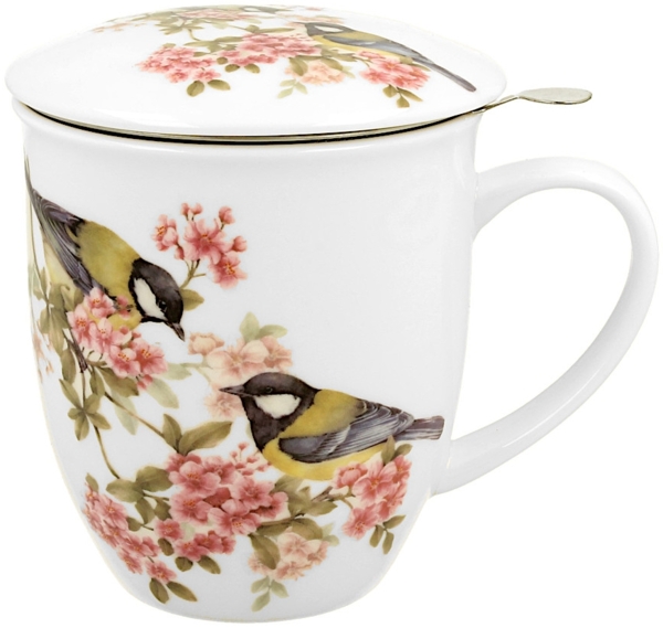 DUO World of Birds 400 ml Becher mit Teesieb THE GREAT TIT New Bone China Porzellan