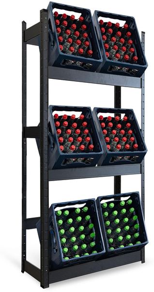 KARAT Getränkekistenregal für 6 Kisten - 200 x 80 x 30 cm - Getränkeregal, Kastenregal für Getränkekisten, Flaschenregal, Kastenständer - Regal für Getränkekästen (Osaka)