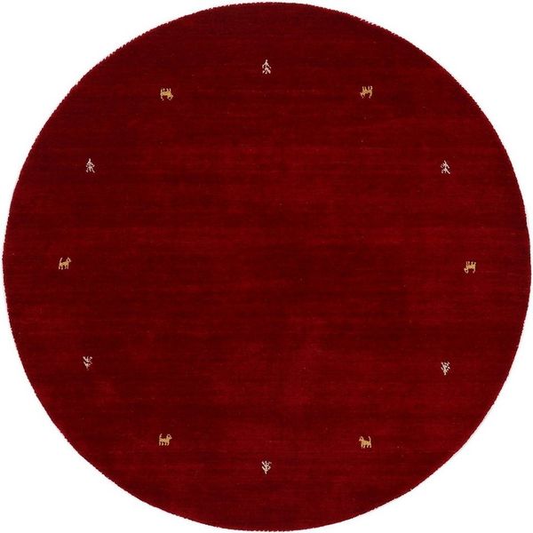 carpetfine 'Gabbeh Uni' Wollteppich, reine Wolle, Rot, Ø 200 cm Bild 2
