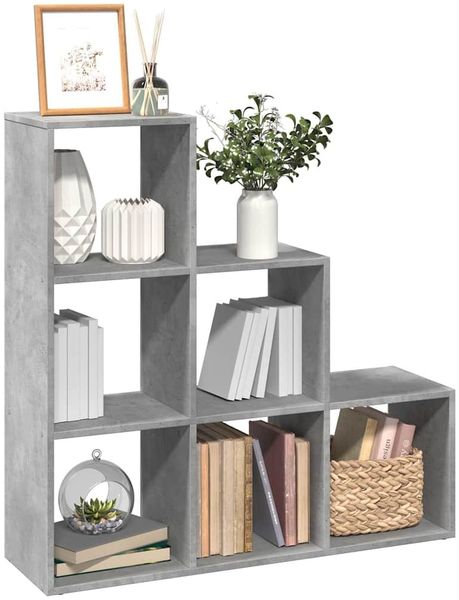 Raumteiler, Bücherregal 3 Etagen Betongrau 99x29x99 cm