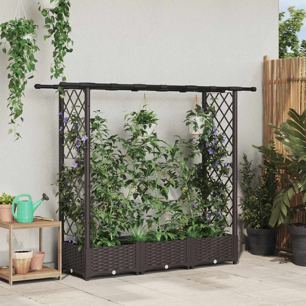 vidaXL Hochbeet mit Rankgitter und Dach Braun 164 x 40 x 121 cm PP 42032516