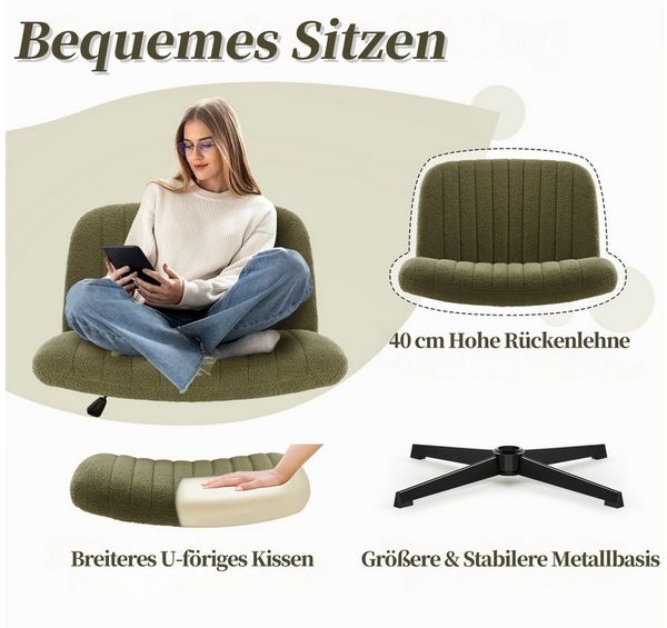 Intimate WM Heart Bürostuhl Ohne Armlehnen, Ergonomischer Schreibtischstuhl, Drehstuhl Ohne Rollen, Höhenverstellbar Stuhl
