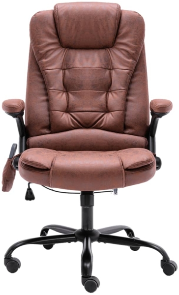 vidaXL Bürostuhl mit Massagefunktion Hellbraun Wildleder-Optik 20579